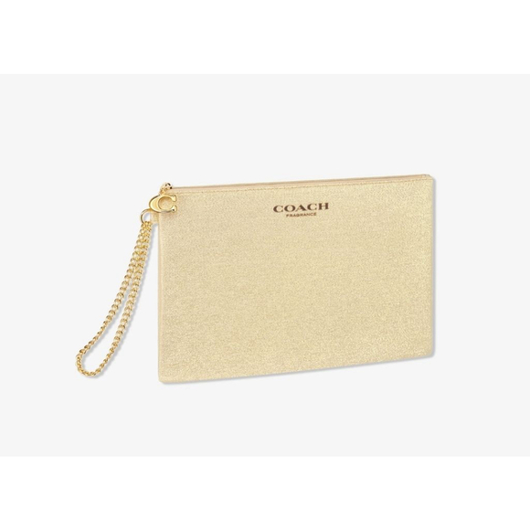 Coach Gold Glitter Evening Wristlet Pouch Clutch Bag